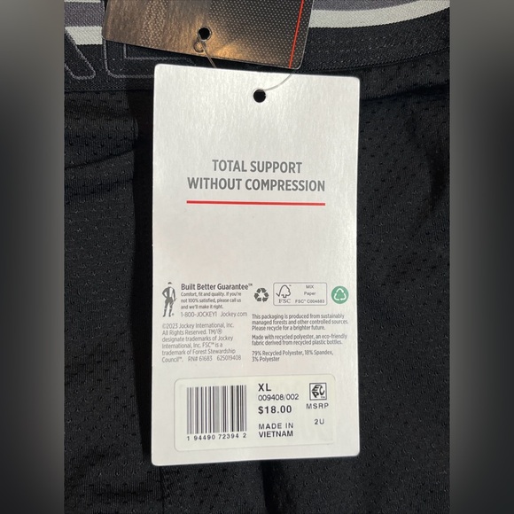 3 Jockey Breathable Mesh Quad Short Brief XL Black 11” Inseam Stability Pouch - Picture 10 of 10